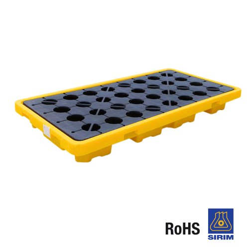 Two drum polyethylene spill containment pallet with 80 litre sump