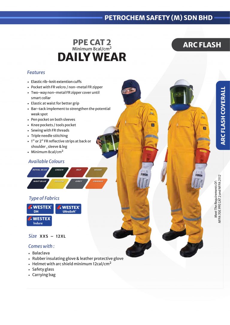 Petrochem Arc Safe PPE Cat 2 fire retardant coverall for daily wear arc flash protection