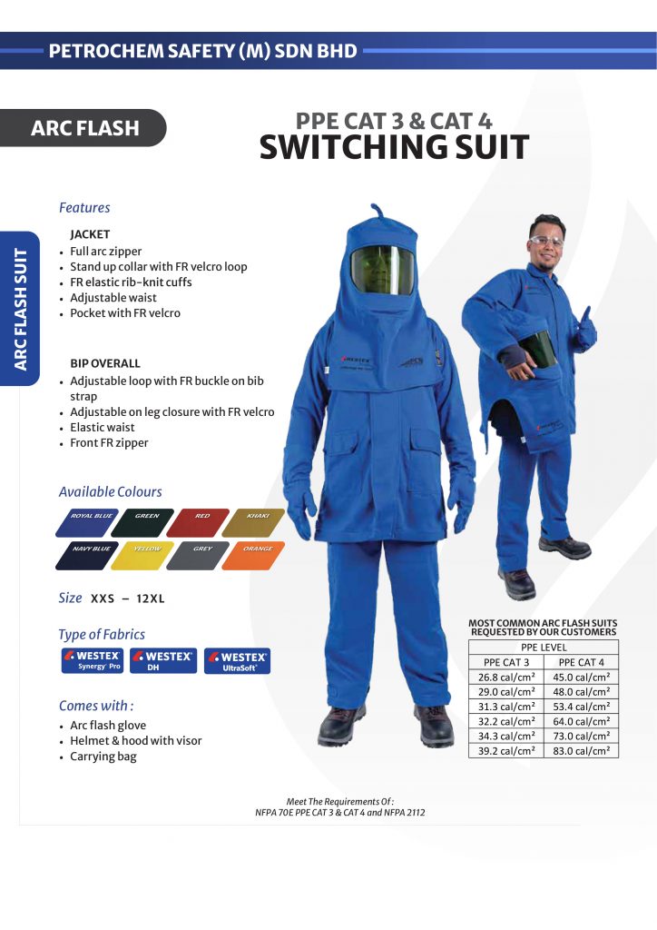 Arc flash suit 33kV 45 cal chargeman switchgear suit, SIRIM and DOSH approved